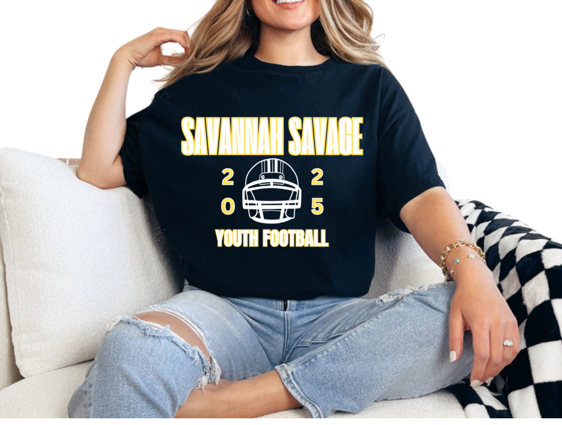 Youth Savannah Savages Youth Football Comfort Colors Tee